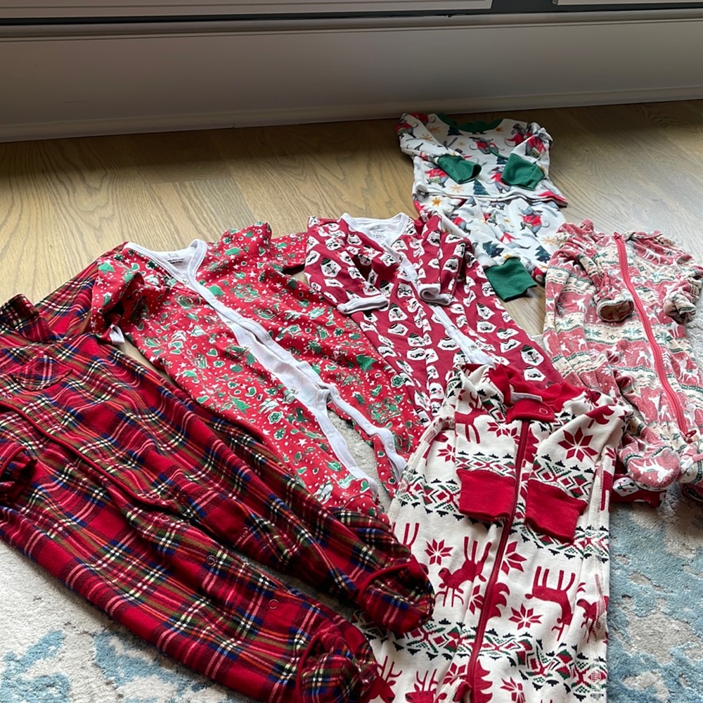 Cutest holiday baby pajama bundle - mix of 3-6 and 6-9M sizes!